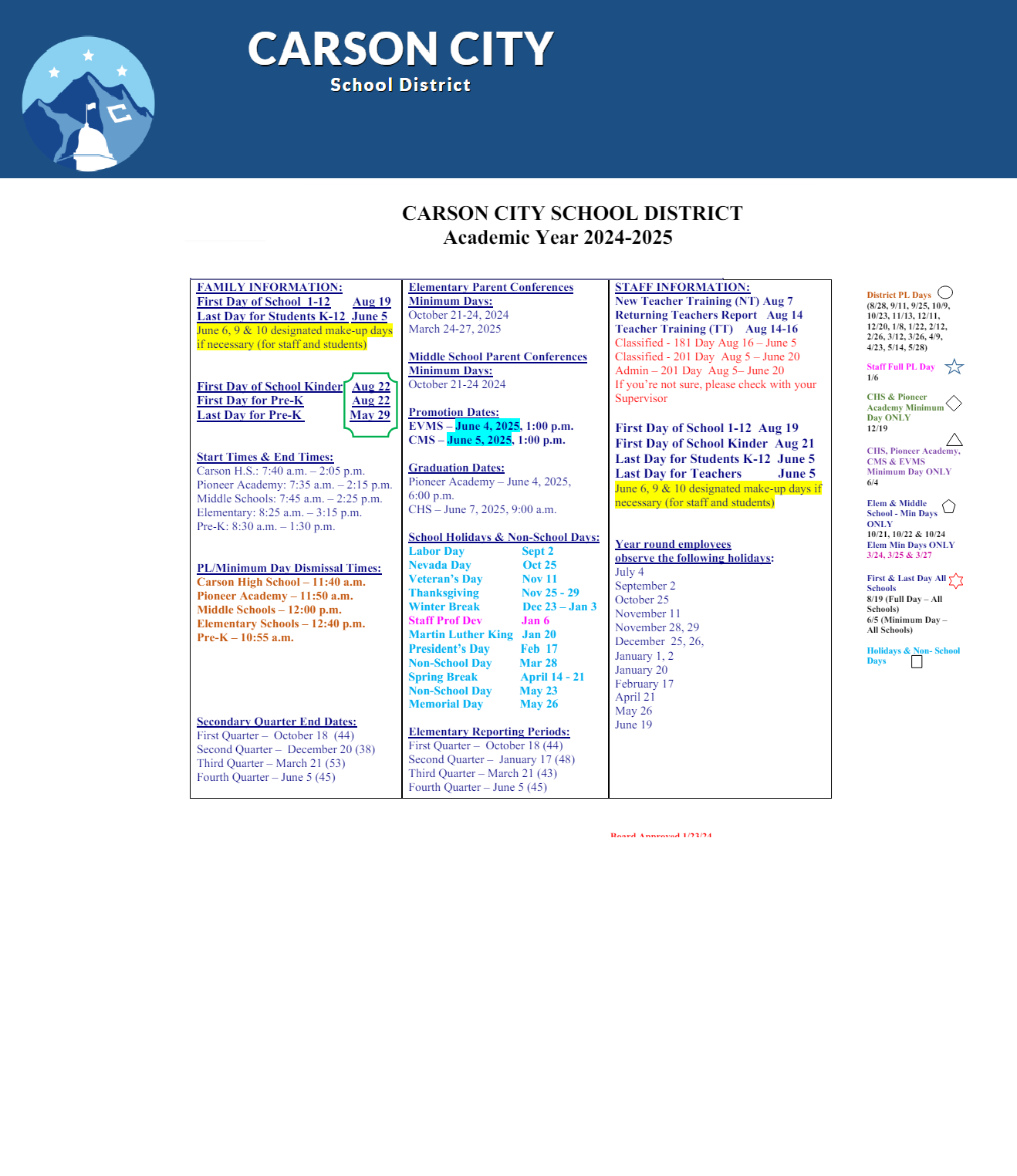 District School Academic Calendar Key for Seeliger Elementary School