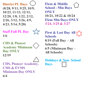 District School Academic Calendar Legend for Seeliger Elementary School