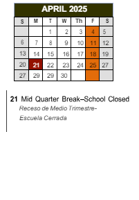 District School Academic Calendar for Marc T. Atkinson Middle School for April 2025