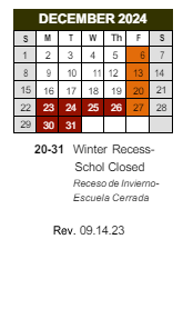 District School Academic Calendar for Marc T. Atkinson Middle School for December 2024