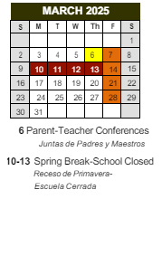 District School Academic Calendar for Marc T. Atkinson Middle School for March 2025