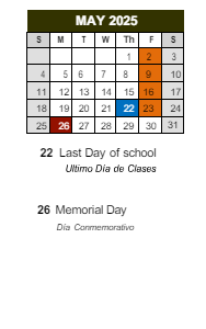 District School Academic Calendar for Marc T. Atkinson Middle School for May 2025