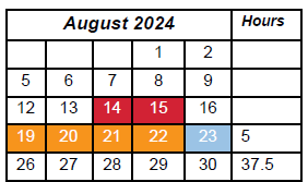 District School Academic Calendar for Wright Elementary School for August 2024