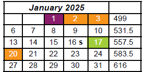 District School Academic Calendar for Wright Elementary School for January 2025