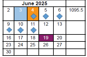 District School Academic Calendar for Wright Elementary School for June 2025