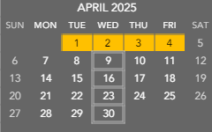 District School Academic Calendar for Maple Grove Elementary School for April 2025