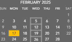District School Academic Calendar for Maple Grove Elementary School for February 2025