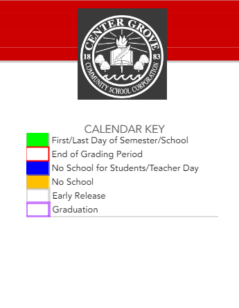 District School Academic Calendar Legend for Maple Grove Elementary School
