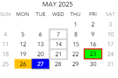 District School Academic Calendar for Maple Grove Elementary School for May 2025