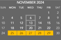 District School Academic Calendar for Maple Grove Elementary School for November 2024