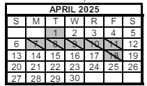 District School Academic Calendar for Albion Elementary School for April 2025