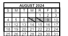 District School Academic Calendar for Albion Elementary School for August 2024