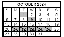 District School Academic Calendar for Albion Elementary School for October 2024