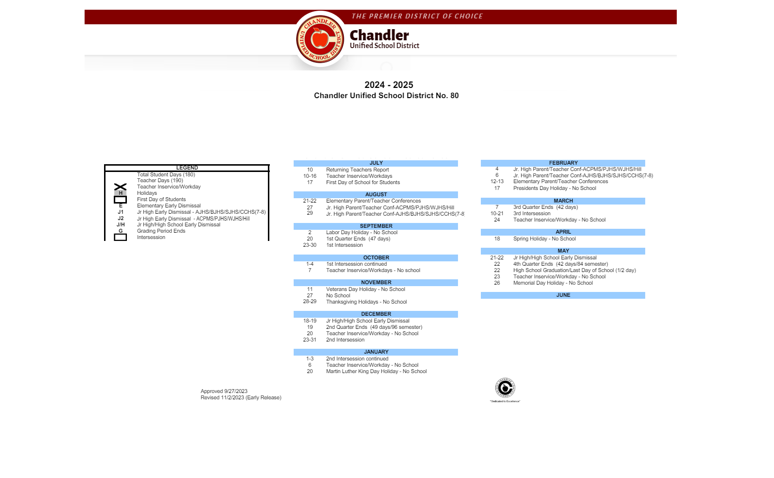District School Academic Calendar Key for Navarrete Elementary