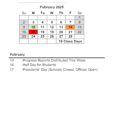 District School Academic Calendar for James Island Elementary for February 2025