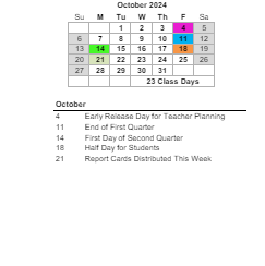 District School Academic Calendar for James Island Elementary for October 2024