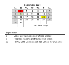District School Academic Calendar for James Island Elementary for September 2024