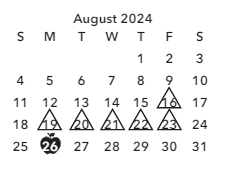 District School Academic Calendar for Reedy Creek Elementary for August 2024