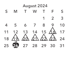 District School Academic Calendar for Sharon Elementary for August 2024