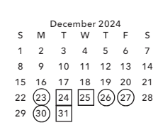 District School Academic Calendar for Garinger High for December 2024