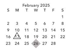 District School Academic Calendar for Int Global Econ Olym for February 2025