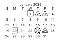 District School Academic Calendar for Highland Renaissance Academy for January 2025