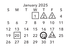 District School Academic Calendar for Quail Hollow Middle for January 2025