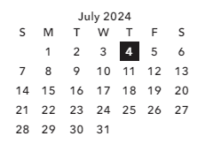 District School Academic Calendar for Pawtuckett Elementary for July 2024