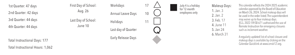 District School Academic Calendar Key for John M Alexander Middle