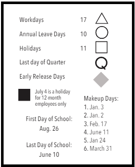 District School Academic Calendar Legend for Garinger High
