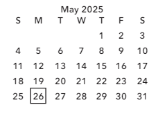 District School Academic Calendar for Math Engin Tech Sci for May 2025