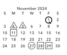 District School Academic Calendar for Francis Bradley Middle for November 2024