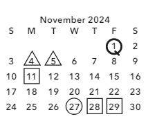 District School Academic Calendar for Dilworth Elementary for November 2024