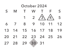 District School Academic Calendar for Rama Road Elementary for October 2024