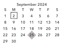 District School Academic Calendar for Oakdale Elementary for September 2024