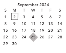 District School Academic Calendar for Barringer Academic Center for September 2024