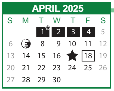 District School Academic Calendar for Hesse Elementary School for April 2025