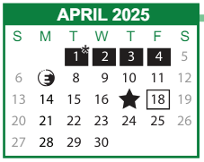 District School Academic Calendar for Shuman Middle School for April 2025