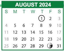 District School Academic Calendar for Savannah Arts Academy for August 2024