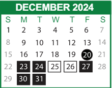District School Academic Calendar for Savannah High School for December 2024