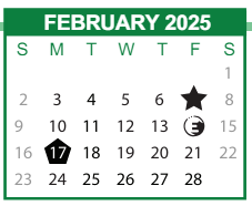 District School Academic Calendar for Shuman Middle School for February 2025