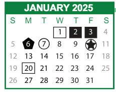 District School Academic Calendar for Oatland Island Elementary Intervention Program for January 2025