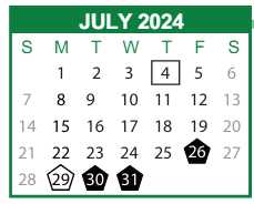 District School Academic Calendar for Pulaski Elementary School for July 2024