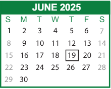 District School Academic Calendar for White Bluff Elementary School for June 2025