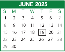 District School Academic Calendar for Haven Elementary School for June 2025