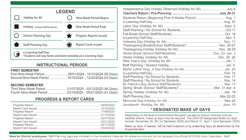 District School Academic Calendar Key for Pulaski Elementary School