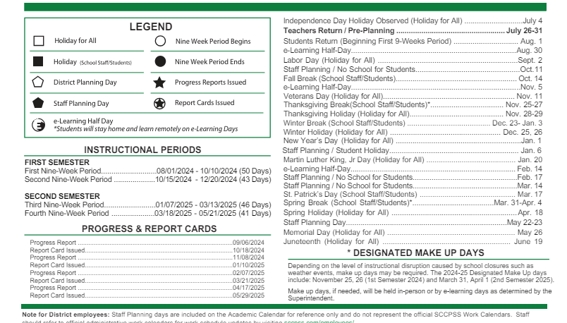 District School Academic Calendar Key for Shuman Middle School