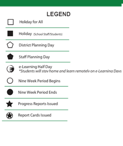 District School Academic Calendar Legend for Pulaski Elementary School