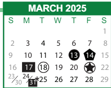 District School Academic Calendar for Georgetown Elementary School for March 2025