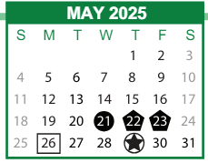 District School Academic Calendar for Tapp Program for May 2025